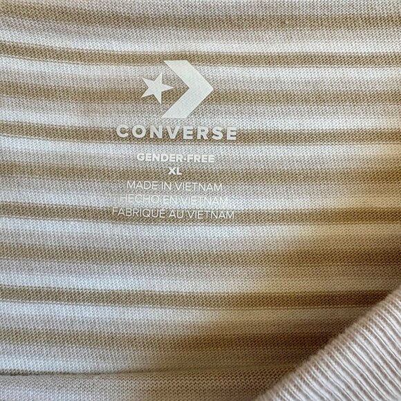 NWT Converse Gender-Free XL Striped Beige & White Tee With Chuck Taylor All Star - Picture 5 of 9